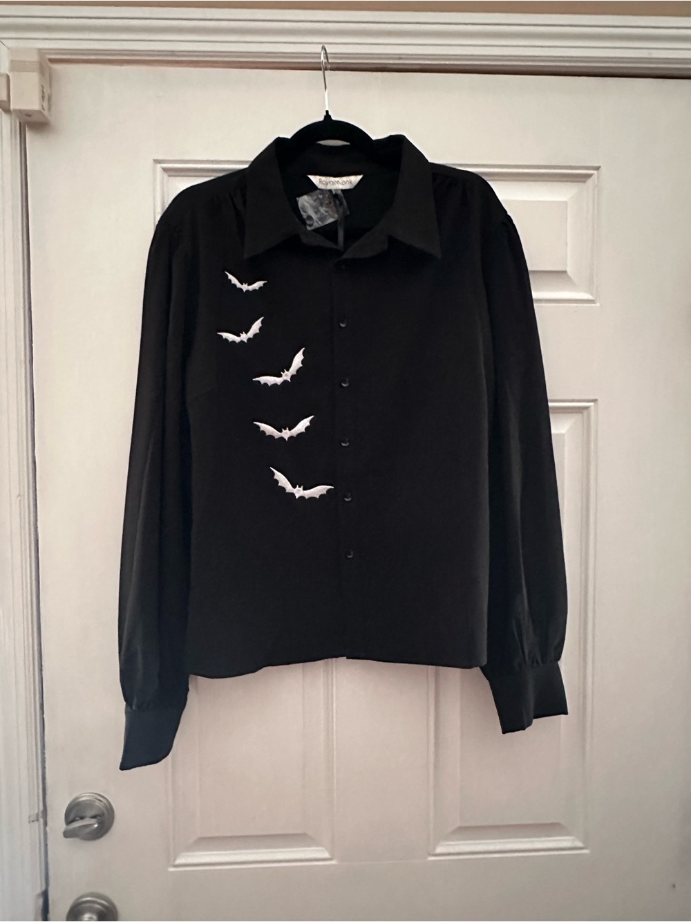 Black bat button up shirt-New W/tags